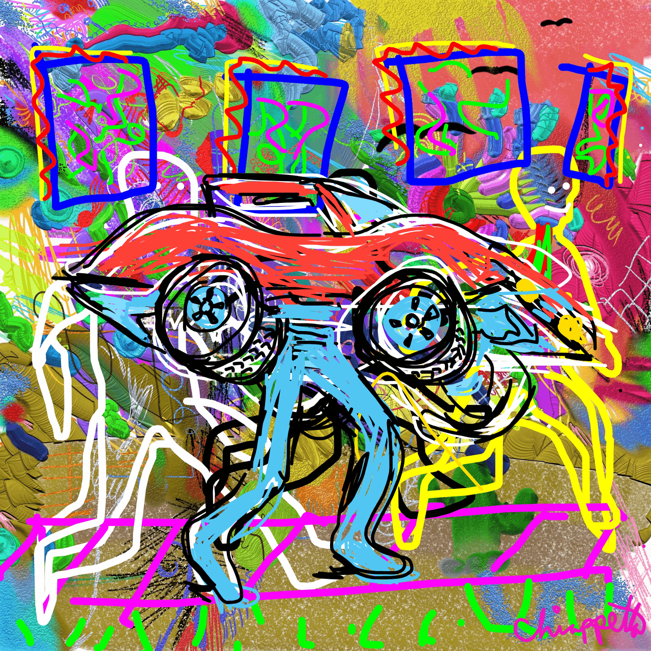 Car Walk is allegorical art by Joe Chiappetta