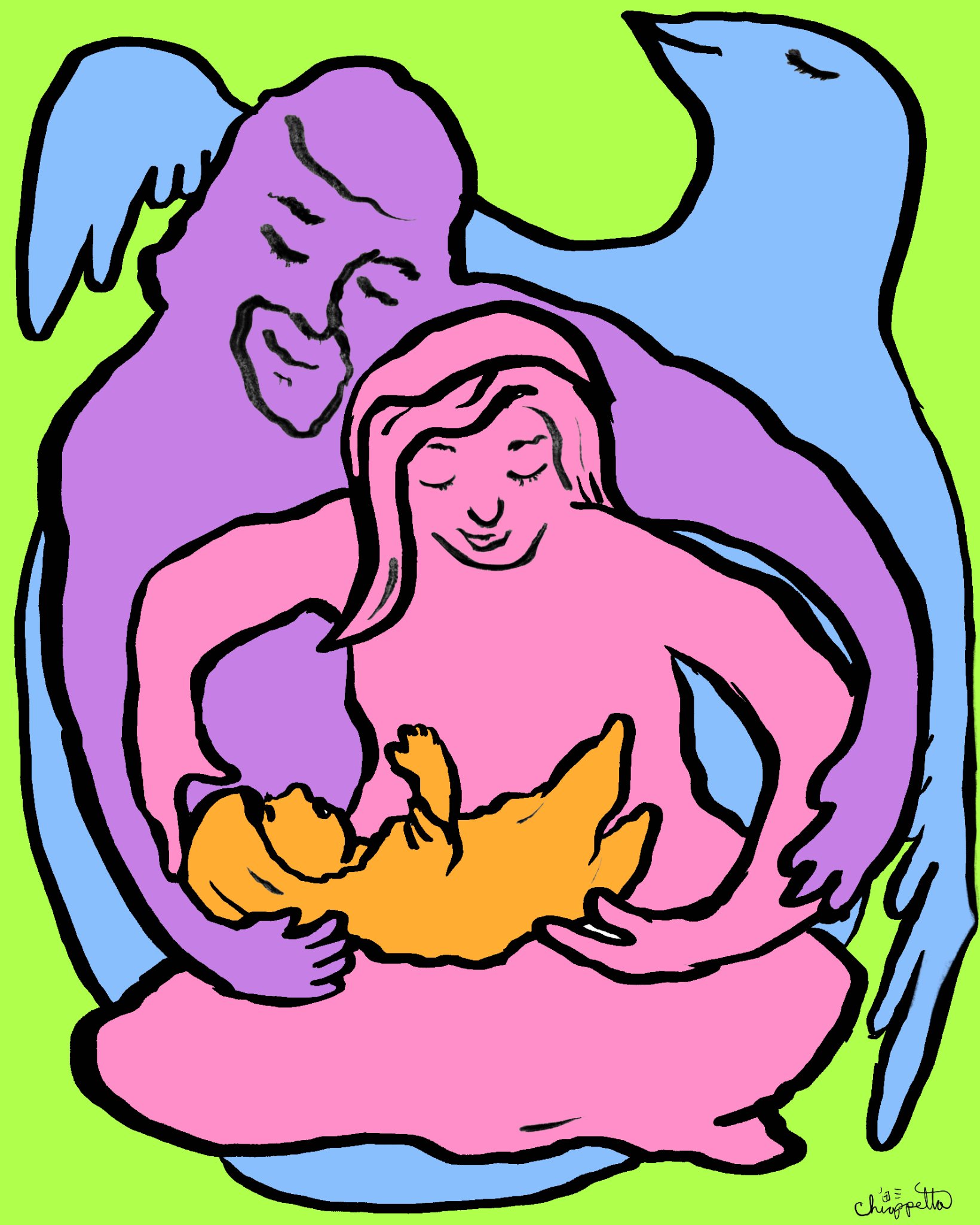 Holy Family drawing by Joe Chiappetta