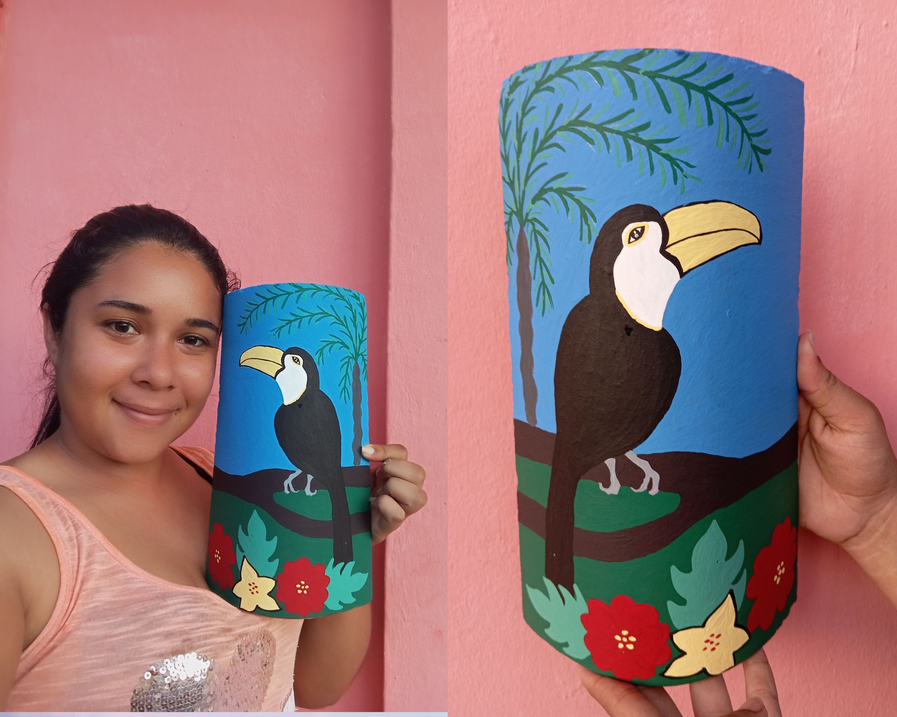 Pintura: Tucán contemplando la naturaleza | Painting: Toucan contemplating nature