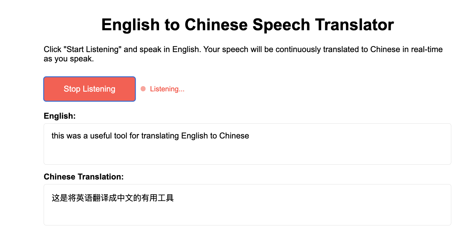 English to Chinese Speech Translator using Python Flask