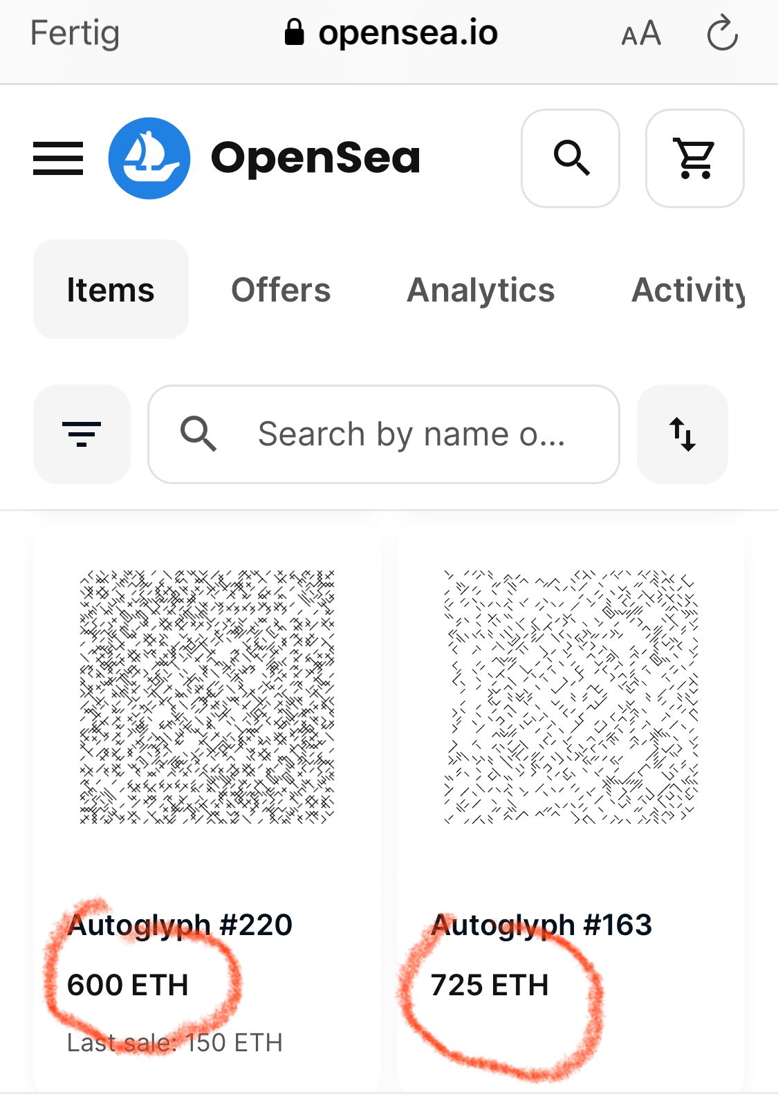 You Autoglyphs Collection at Open Sea