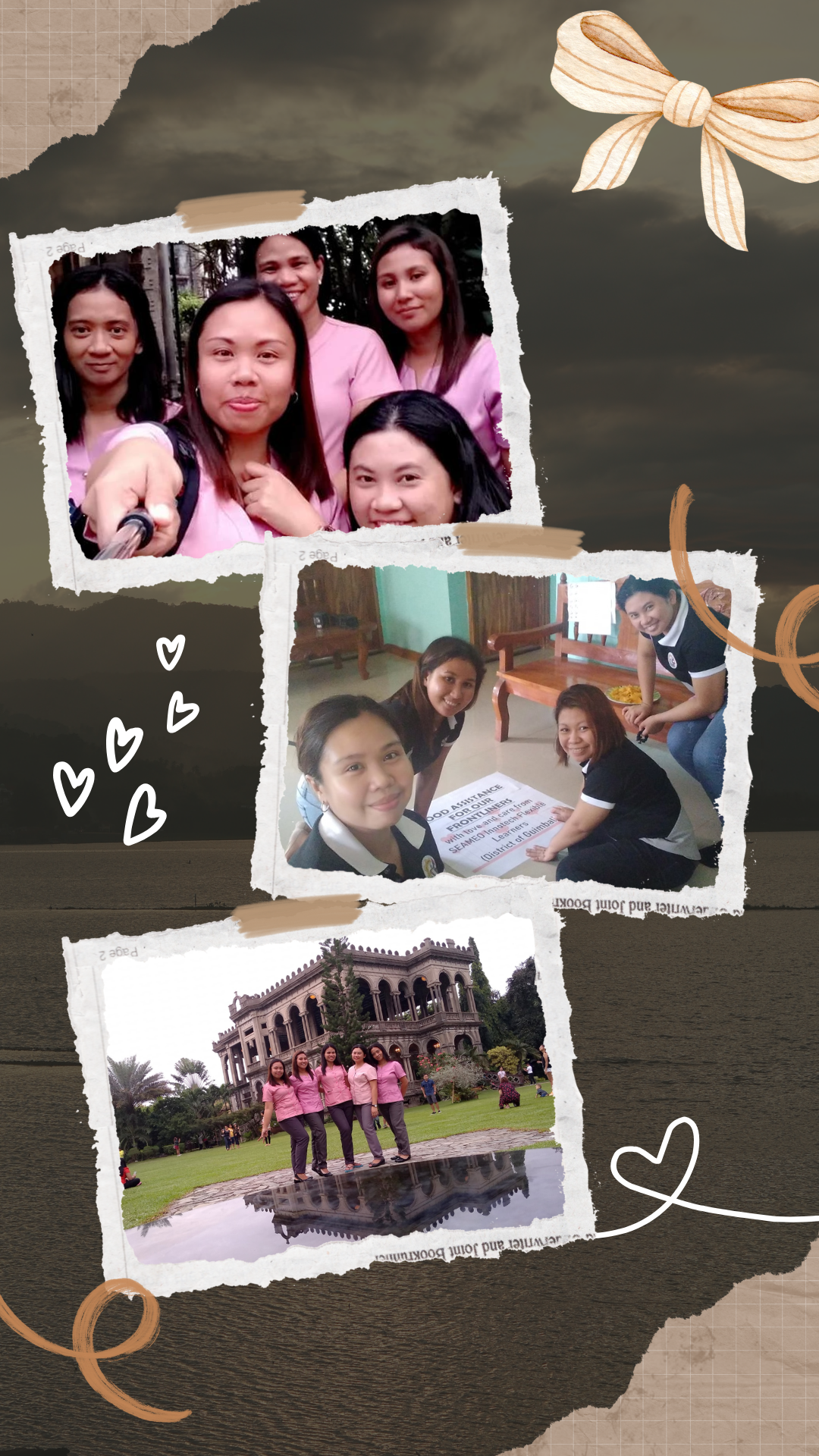 Beige Paper Couple photo Collage Phone Wallpaper .png