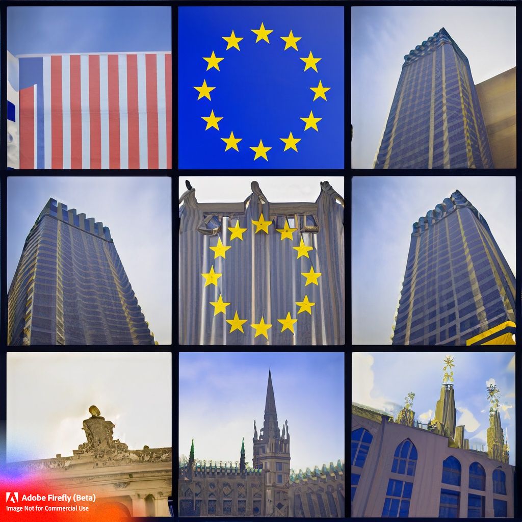Firefly Blend of the most famous European buildings on background of the EU flag 97711.jpg