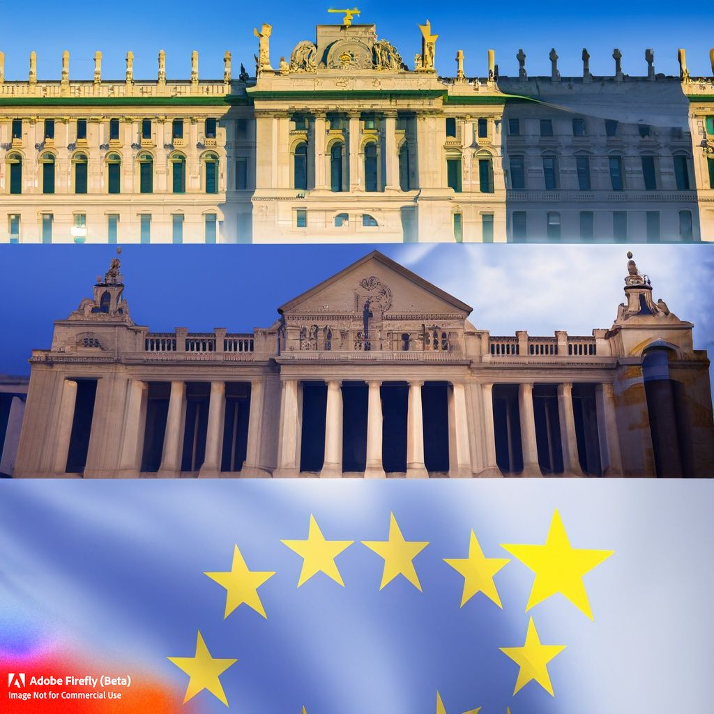 Firefly Blend of the most famous European buildings on background of the EU flag 65963.jpg