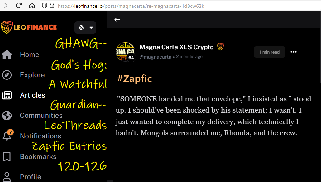 GHAWG-- God's Hog: A Watchful Guardian-- LeoThreads Zapfic Entries 120-126