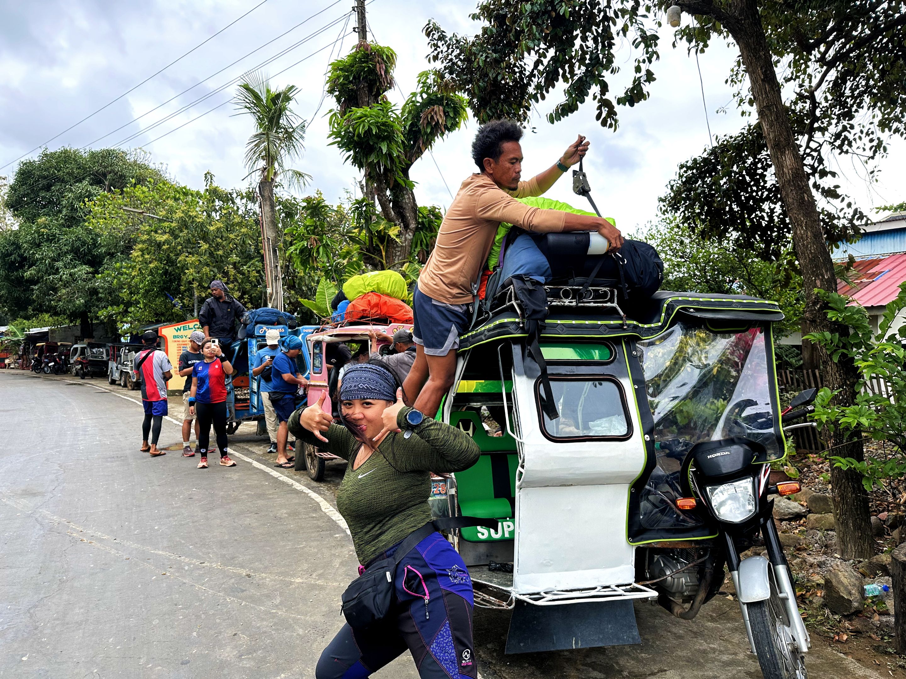 We chartered four tricycles for this trip