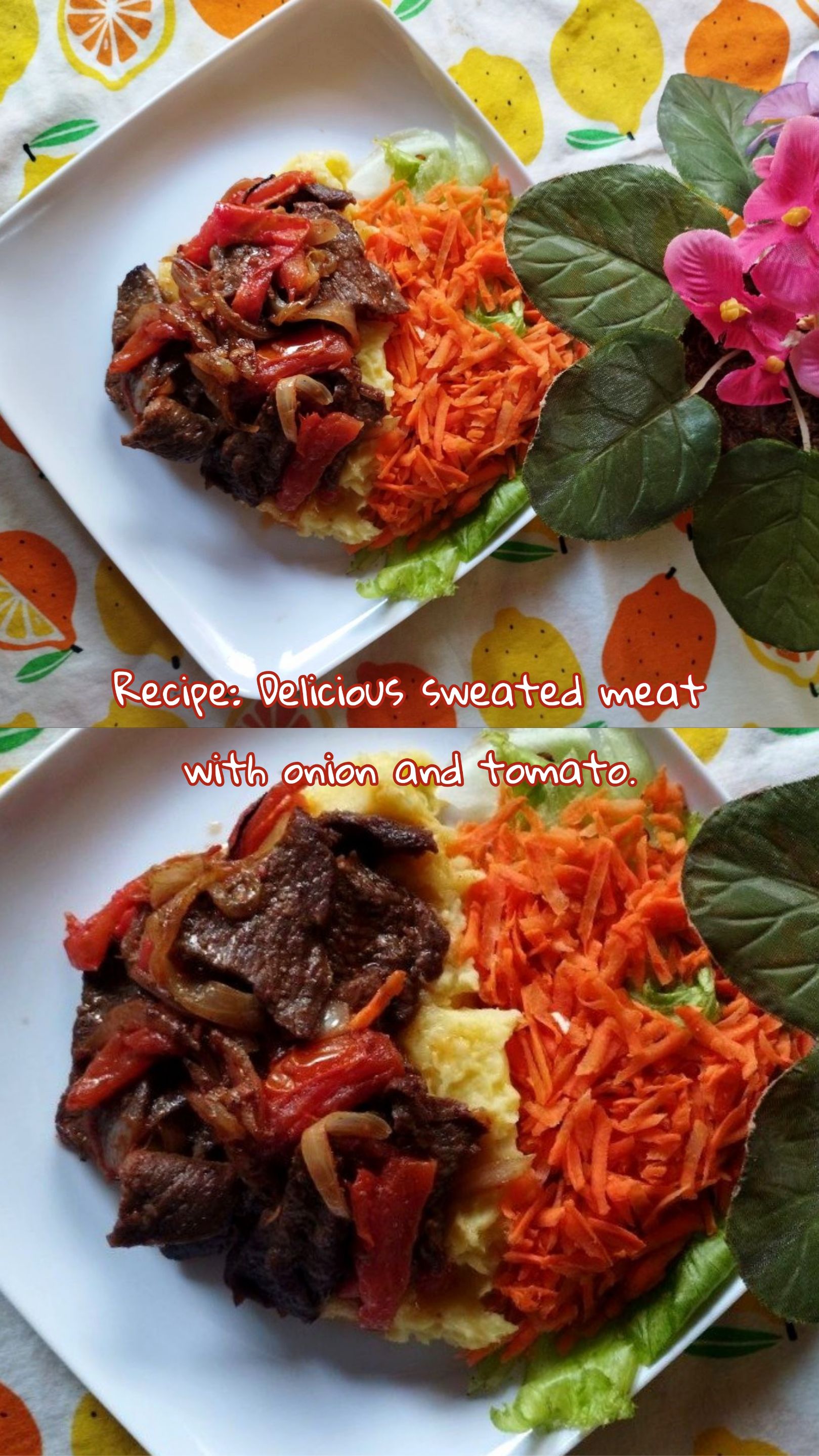 Recipe: Delicious sweated meat with onion and tomato - Receta: Deliciosa carne sudada con cebolla y tomate. 🍖🍅