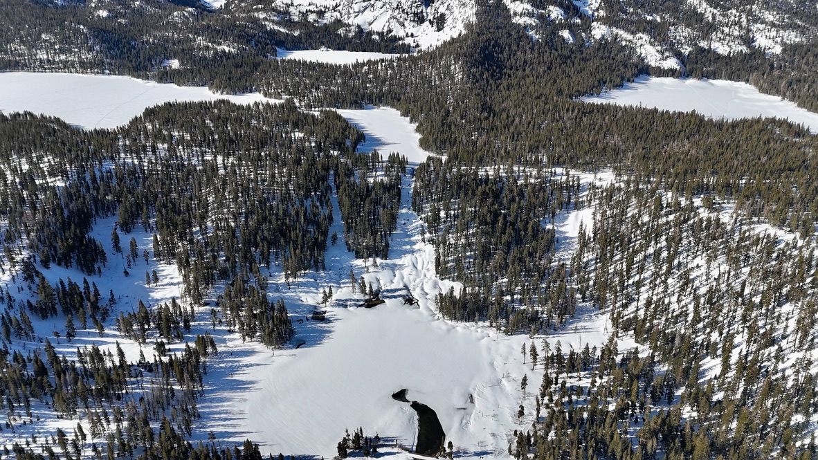 Top of Twin Lakes, Twin Falls, Lake Mamie, Lake George, Horseshoe Lake and Lake Mary