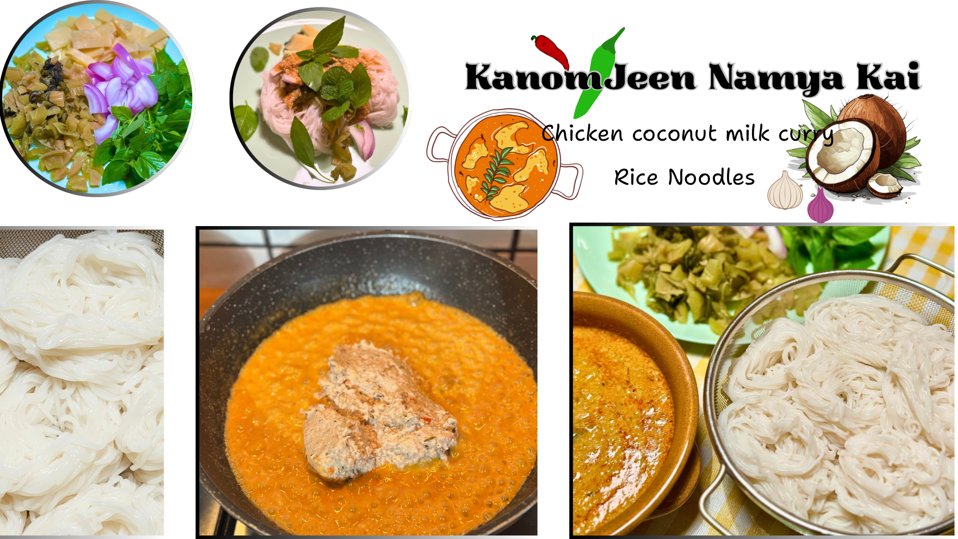 Cooking time 🇹🇭🥗🍛 : Kanom jeen Namya Kai (coconut milk chicken curry with rice noodle)