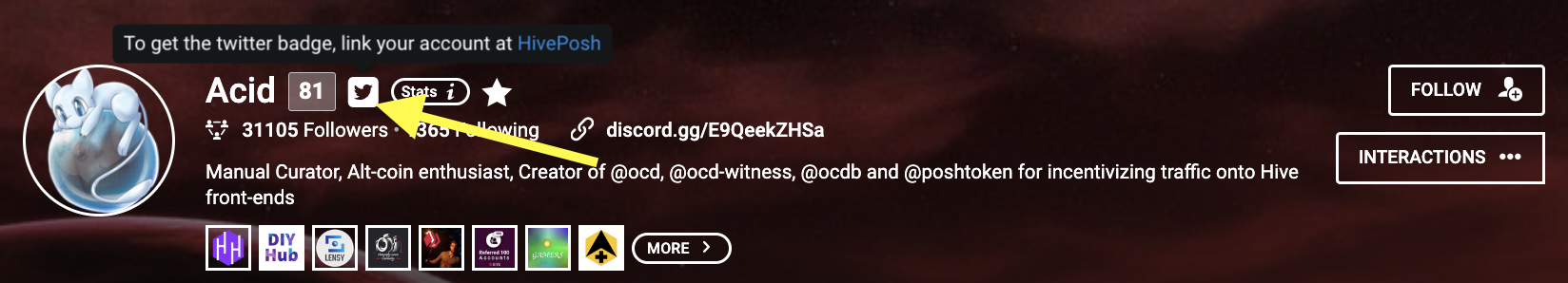 Sample of Twitter verified profile