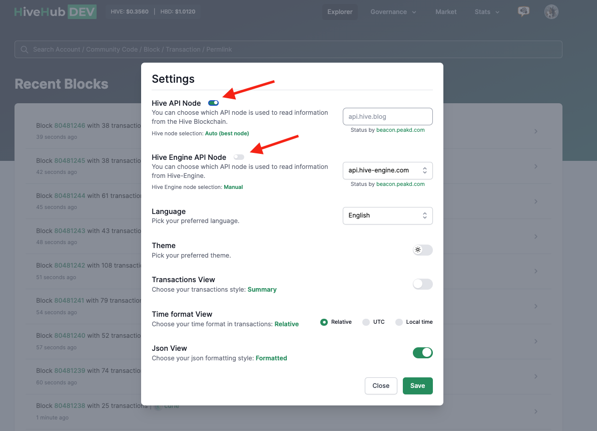 Enable/Disable auto selection of Hive and HE API Nodes