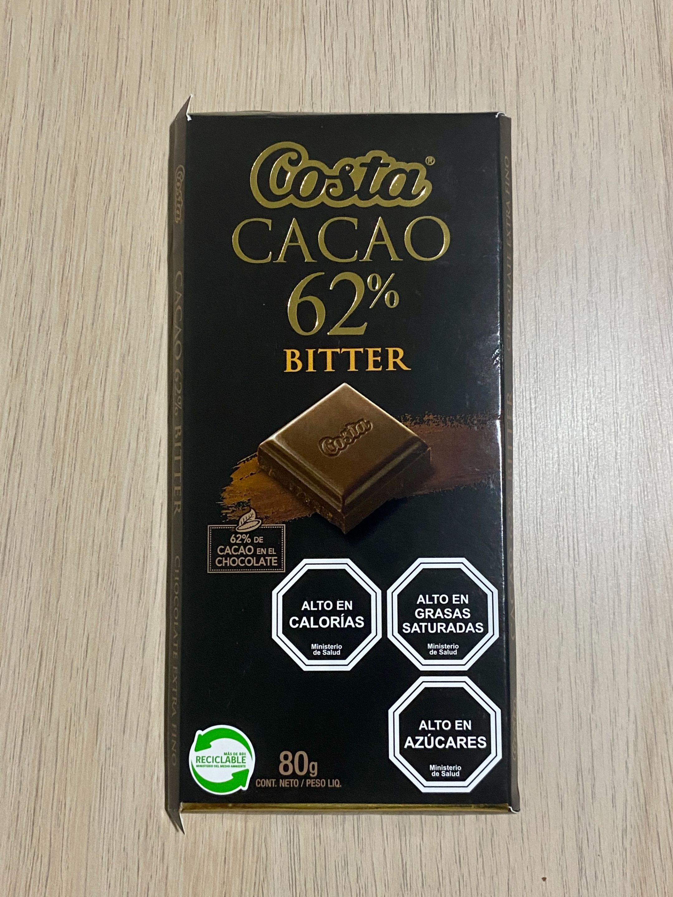 Costa Bitter 62% cacao 4,5$