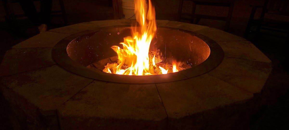 Sitting around the new firepit