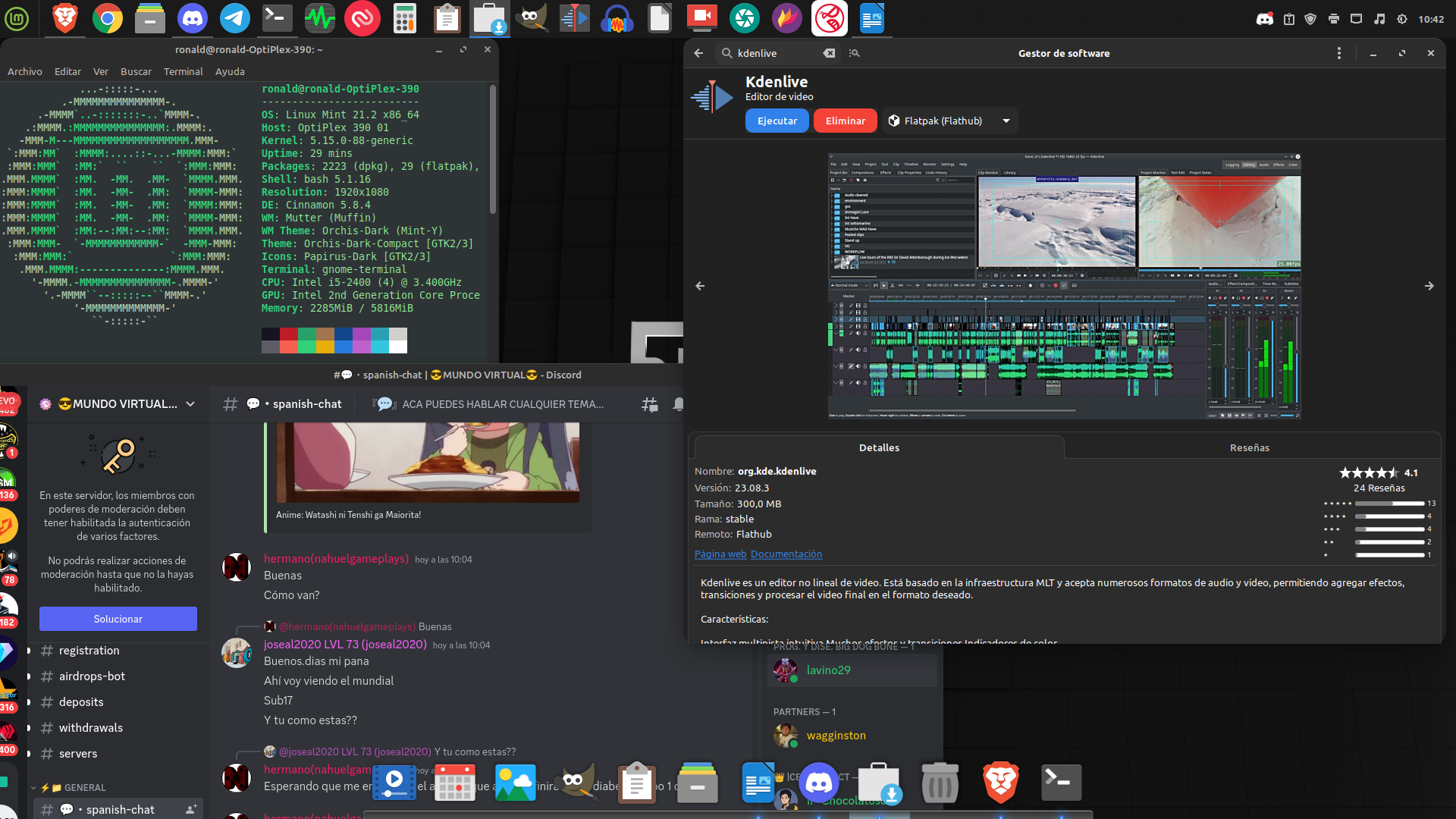 #ViernesDeEscritorio, Linux Mint 21.2 “Victoria” con edición Cinnamon y el Software Kdenlive. EN ESP.