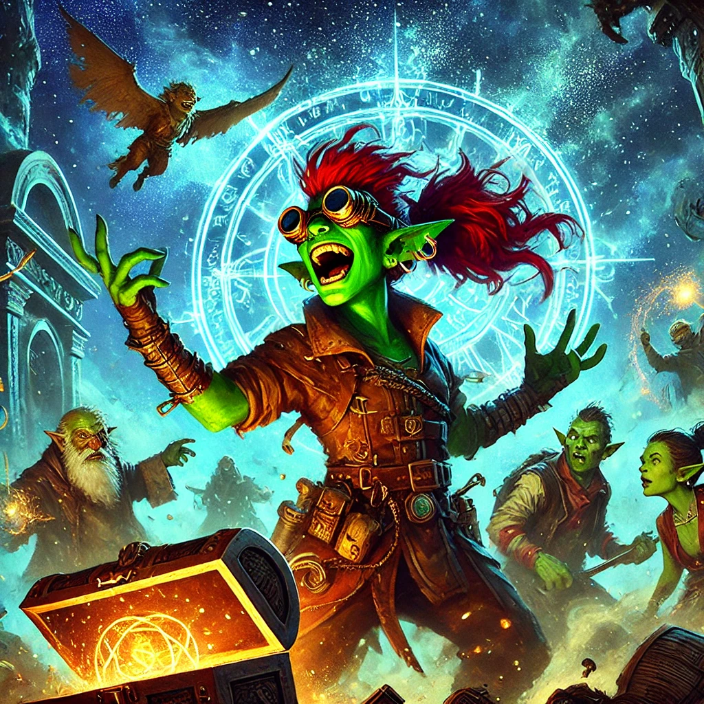 Here is the illustration of the moment when Katrelba and her gang desecrated the Centauri sanctuary! The scene captures the chaotic energy of the goblins and the magical, tense atmosphere of the sacred place. Let me know if you want any adjustments!