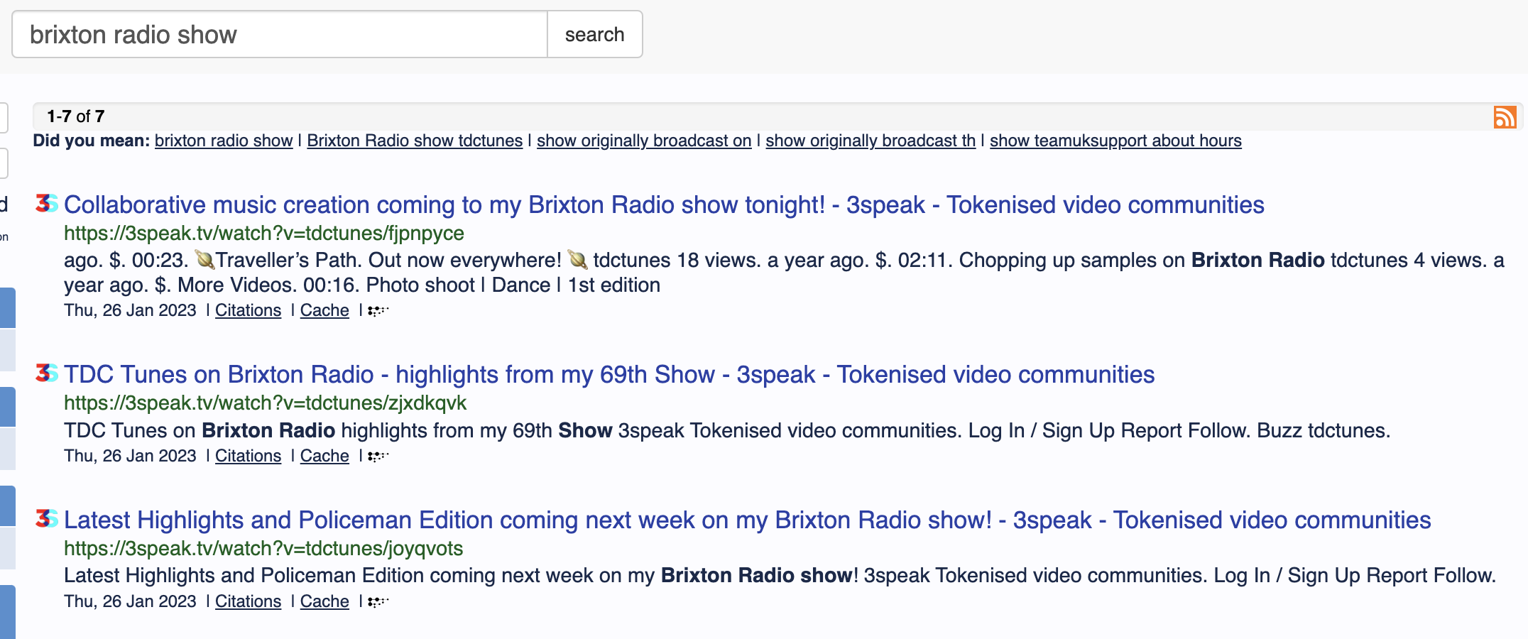 Brixton Radio Show search: Showing TDC Tunes and 3Speak as results!