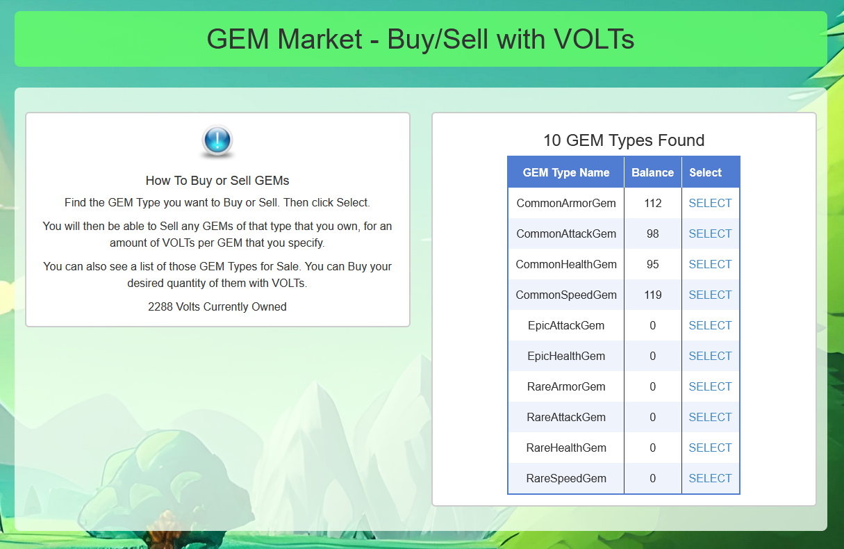 What Gem Type will you Buy or Sell?