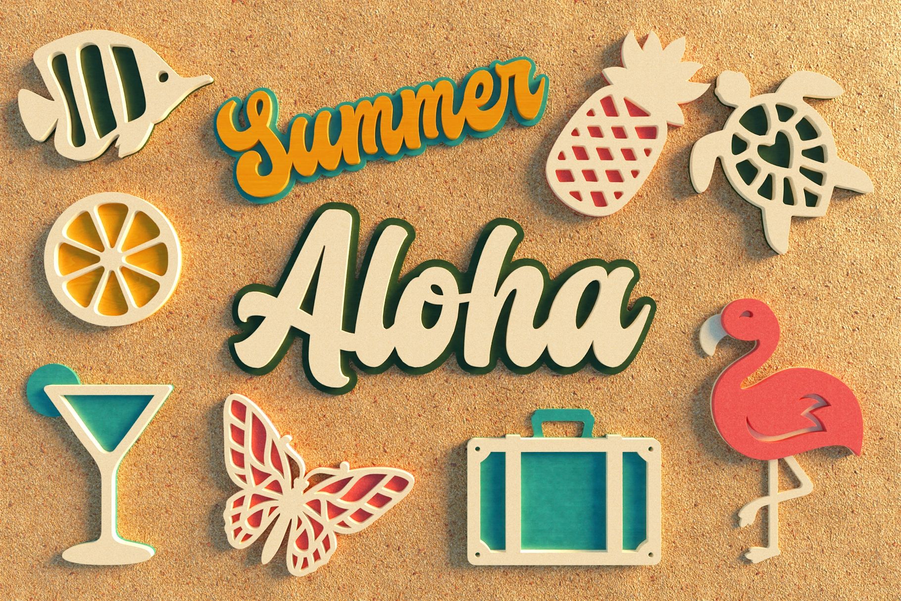 2- 30 Summer Items - 3D Layered Cut Files Bundle Preview 2.jpg