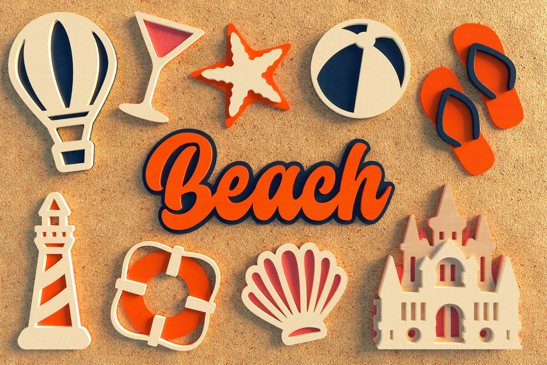 3- 30 Summer Items - 3D Layered Cut Files Bundle Preview 3.jpg