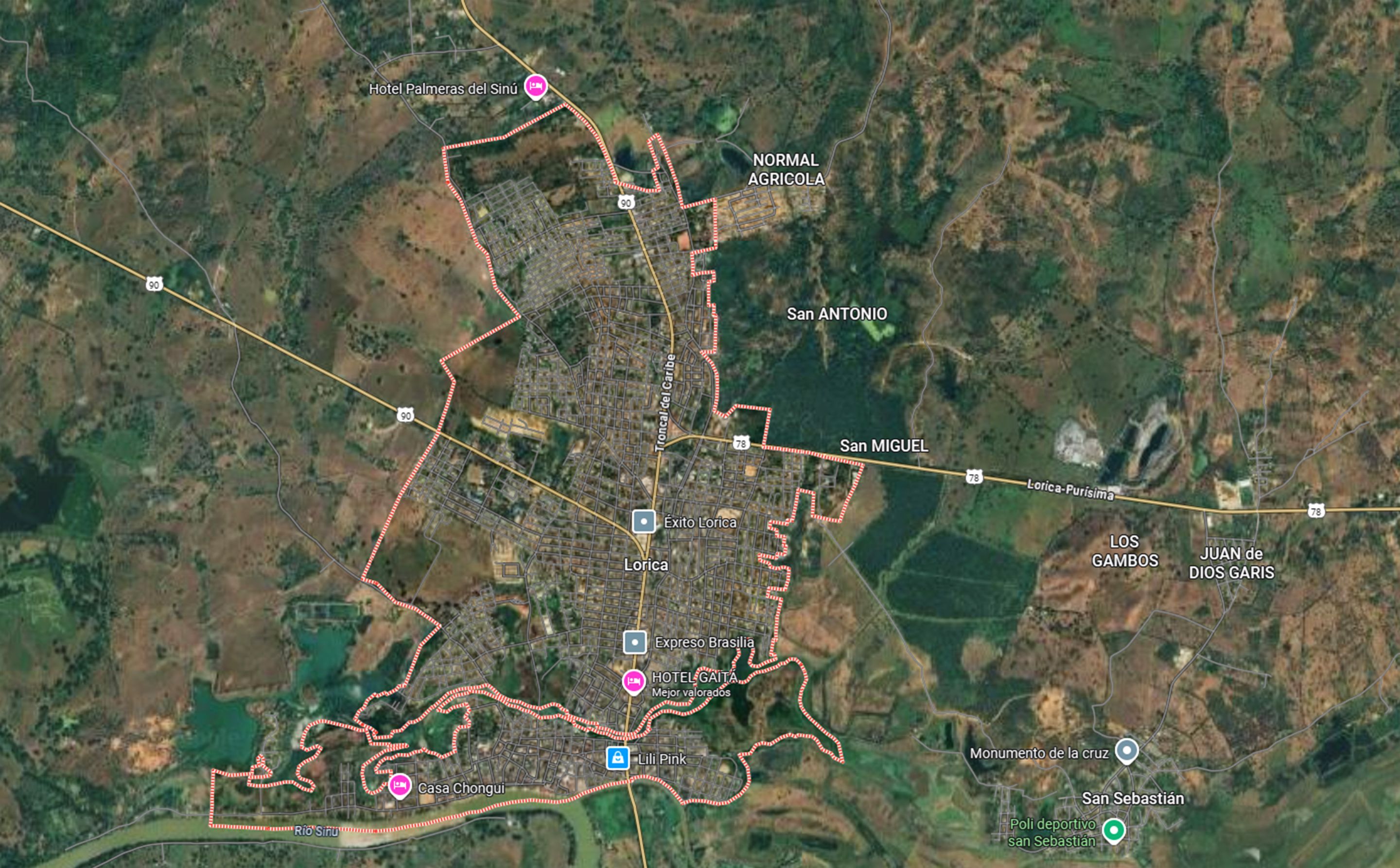 Mapa de Lorica (Google maps)