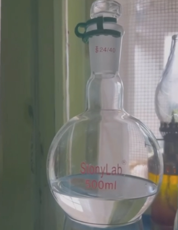 Somewhere around 150-200ml of Purified Spirit (Alcohol) from an opaque green tincture, to crystal clear.
