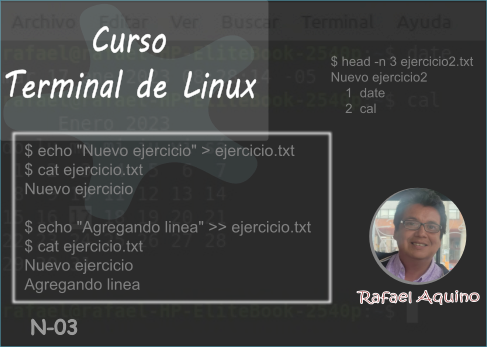 Curso: Terminal de Linux. N03. echo, cat, head, tail, wc, help, touch