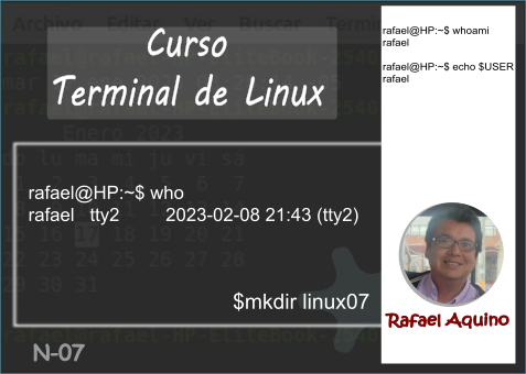 Curso: Terminal de Linux. N07. mkdir, cd, rm, uptime, whoami, who, free