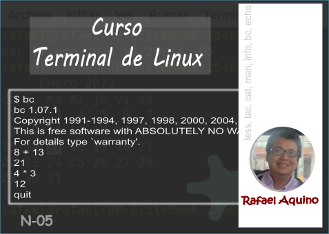 Curso: Terminal de Linux. N05. less, tac, cat, man, info, bc, echo 