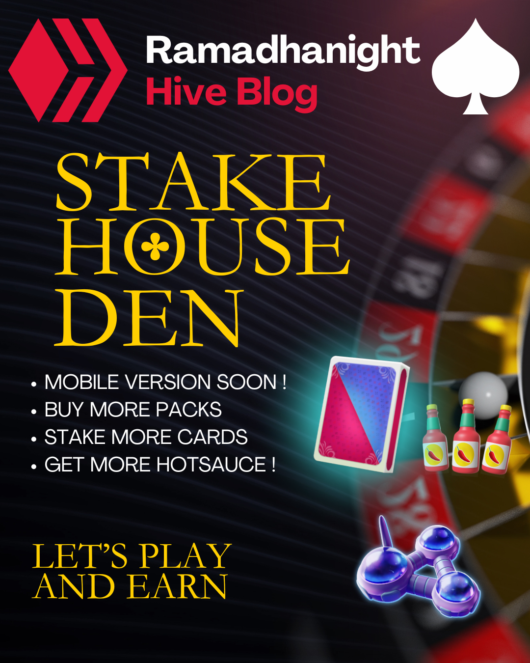 Stake House Den Mobile Version Soon ! Get Some Packs, Generate More Hot Sauce, and Have Some Fun Playing the Game