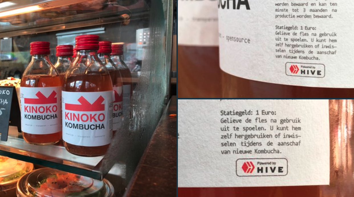 Kinoko collage: Bottles and 2 closeups of the label