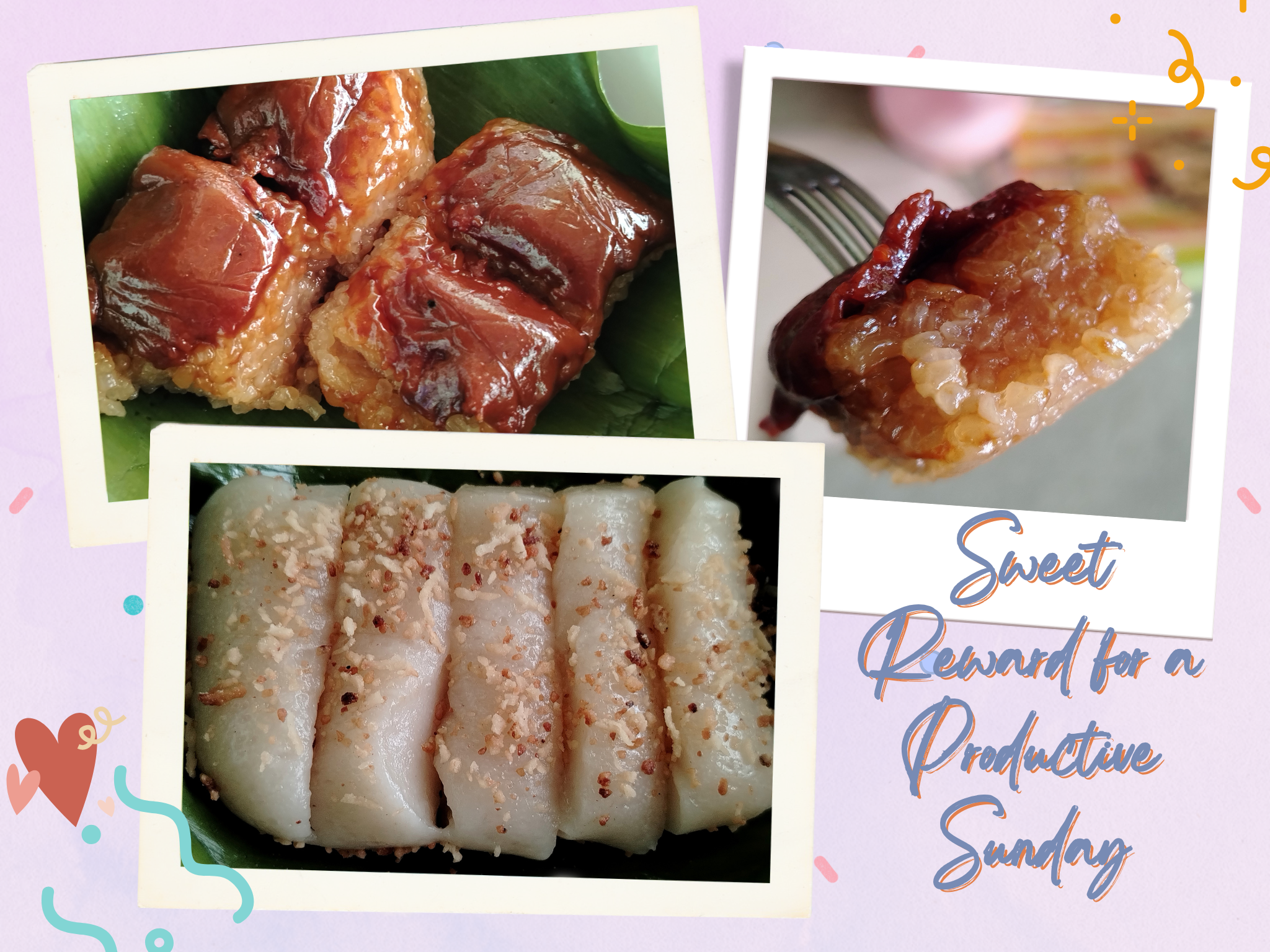 Sweet Reward for a Productive Sunday: Enjoyed Sinukmani with Coco Jam and White Kalamay with Roasted Coconut Flakes with the Fam