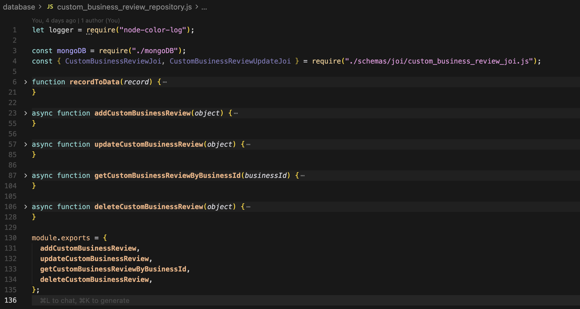 Custom Business Review - Repository