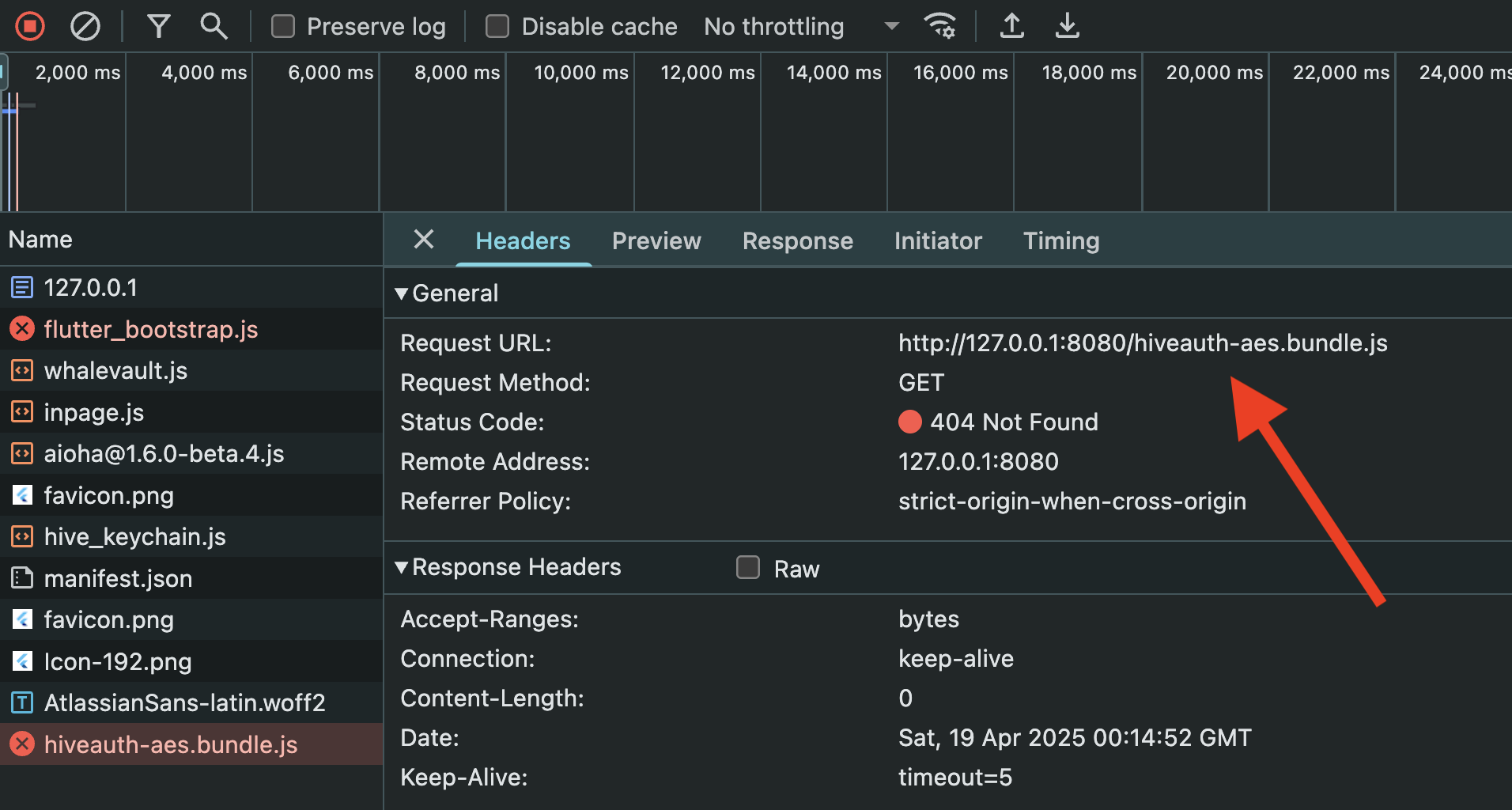 Network Tab from Chrome Inspector