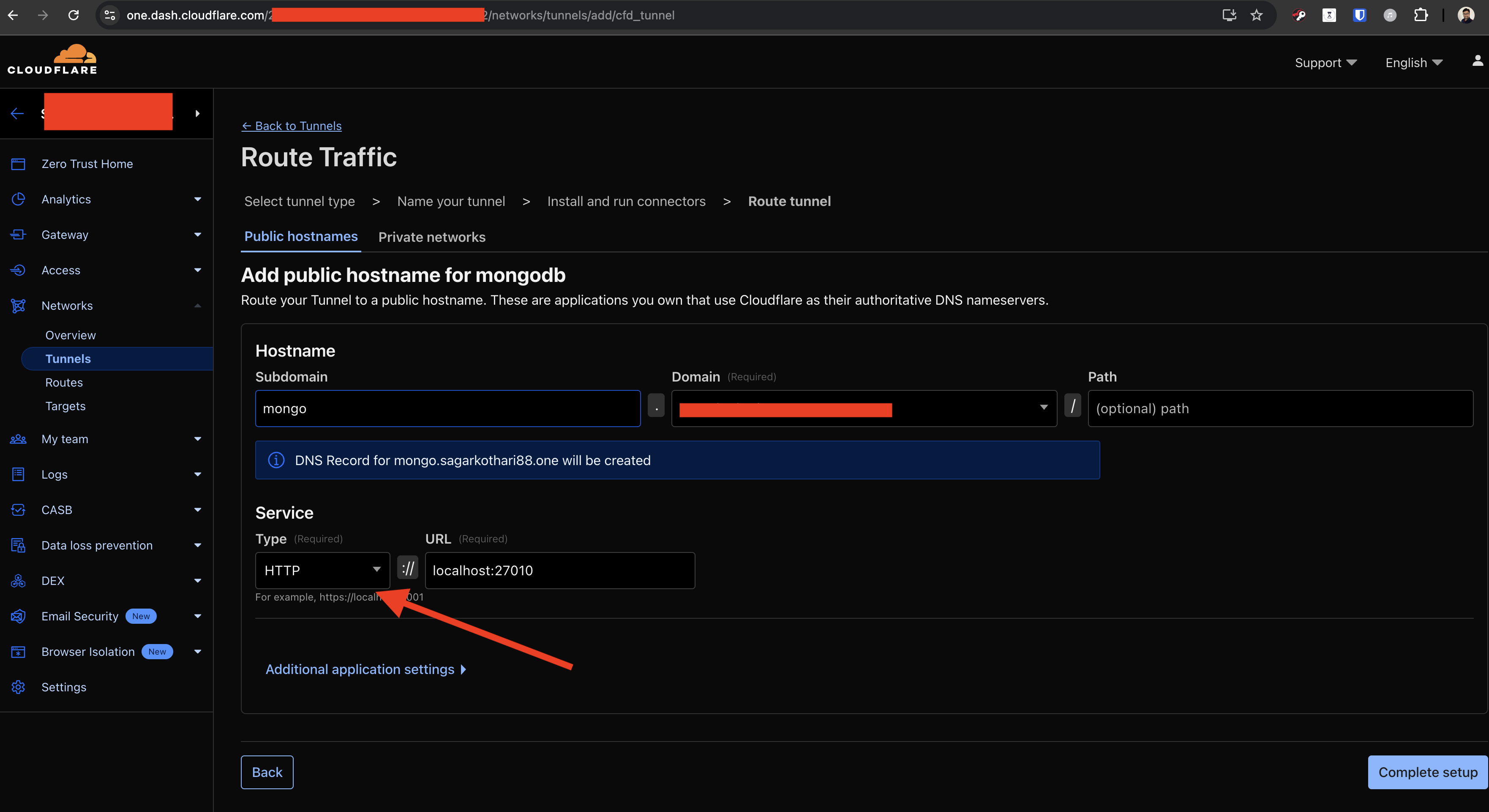 Last step for cloudflare tunnel