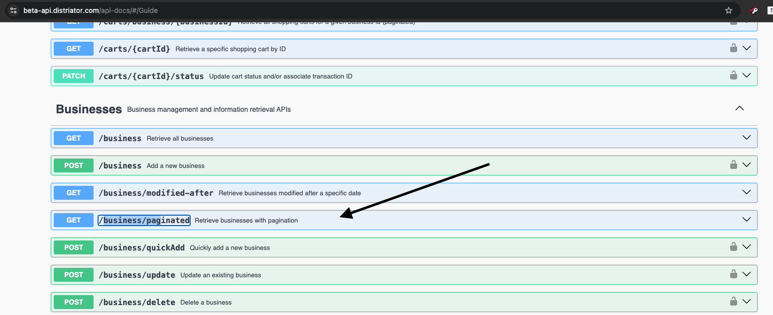 Distriator - business API