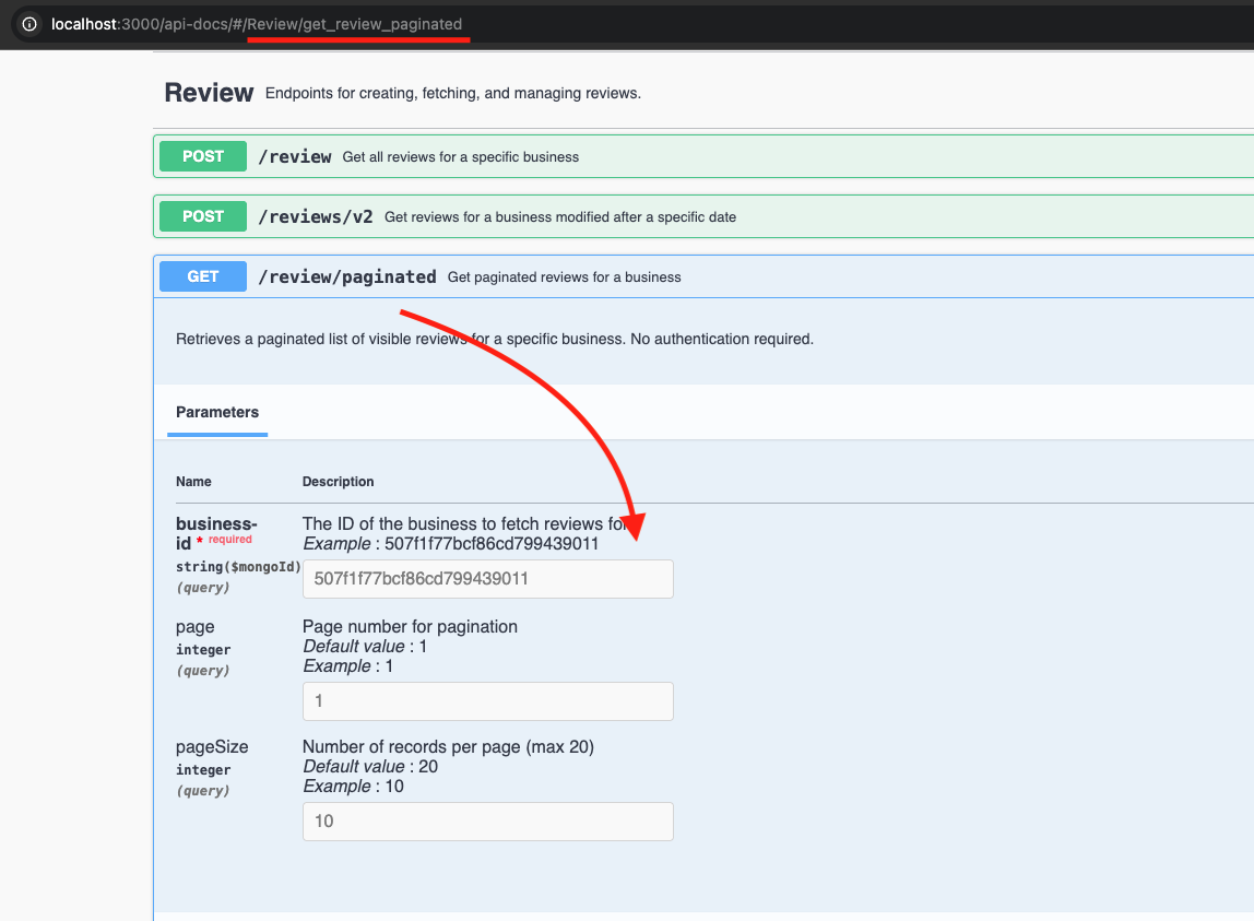 List of business reviews API
