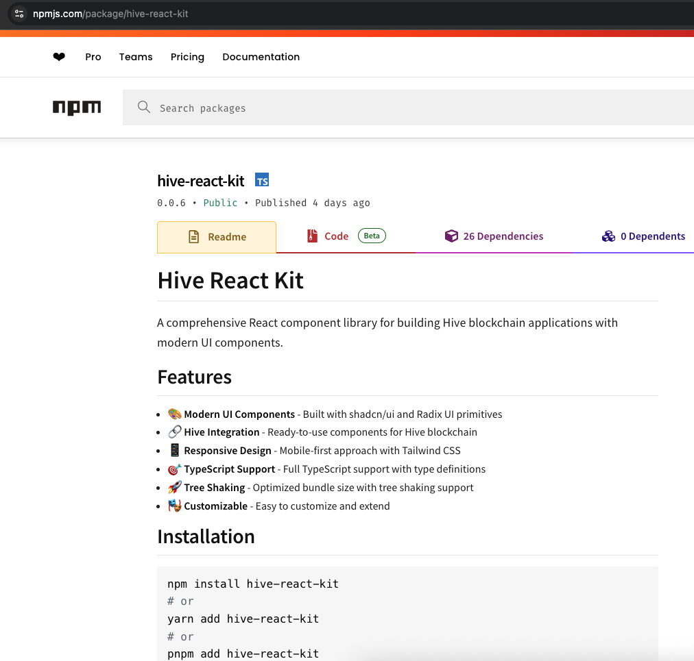 HiveReactKit on npm js