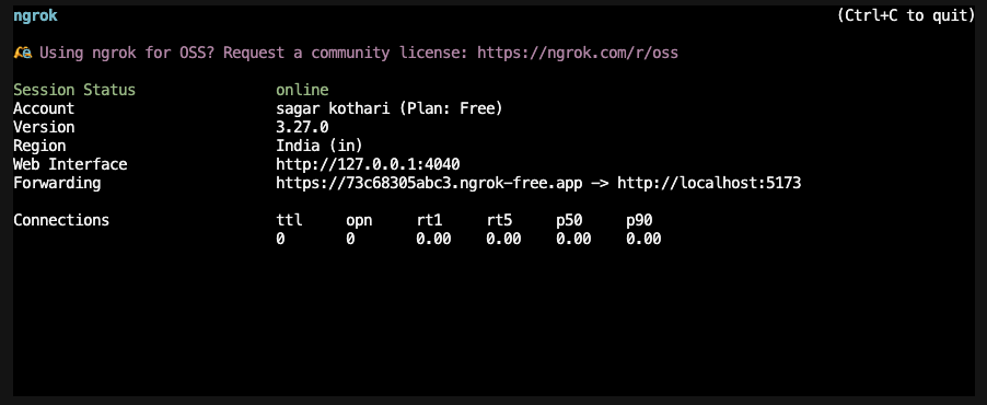 started server locally