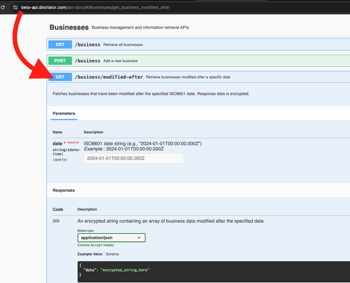 API Documentation screenshot
