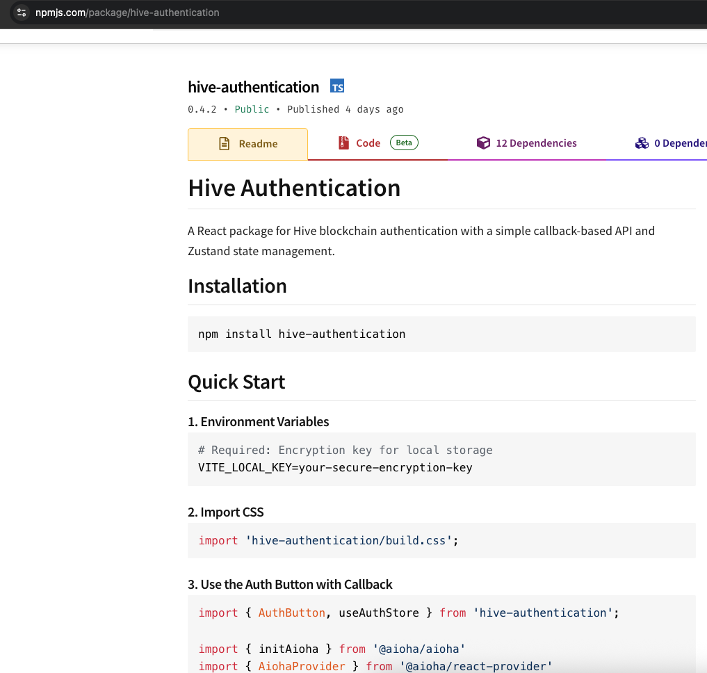 hive-authentication on npmjs.com