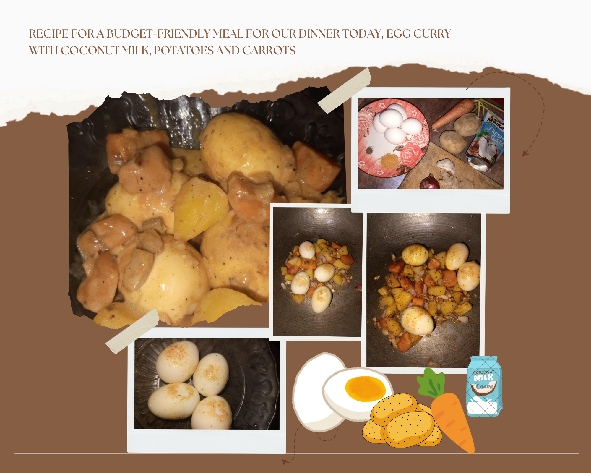 Recipe for a Budget-Friendly Meal for our Dinner today, Egg Curry with potatoes and Carrots.png