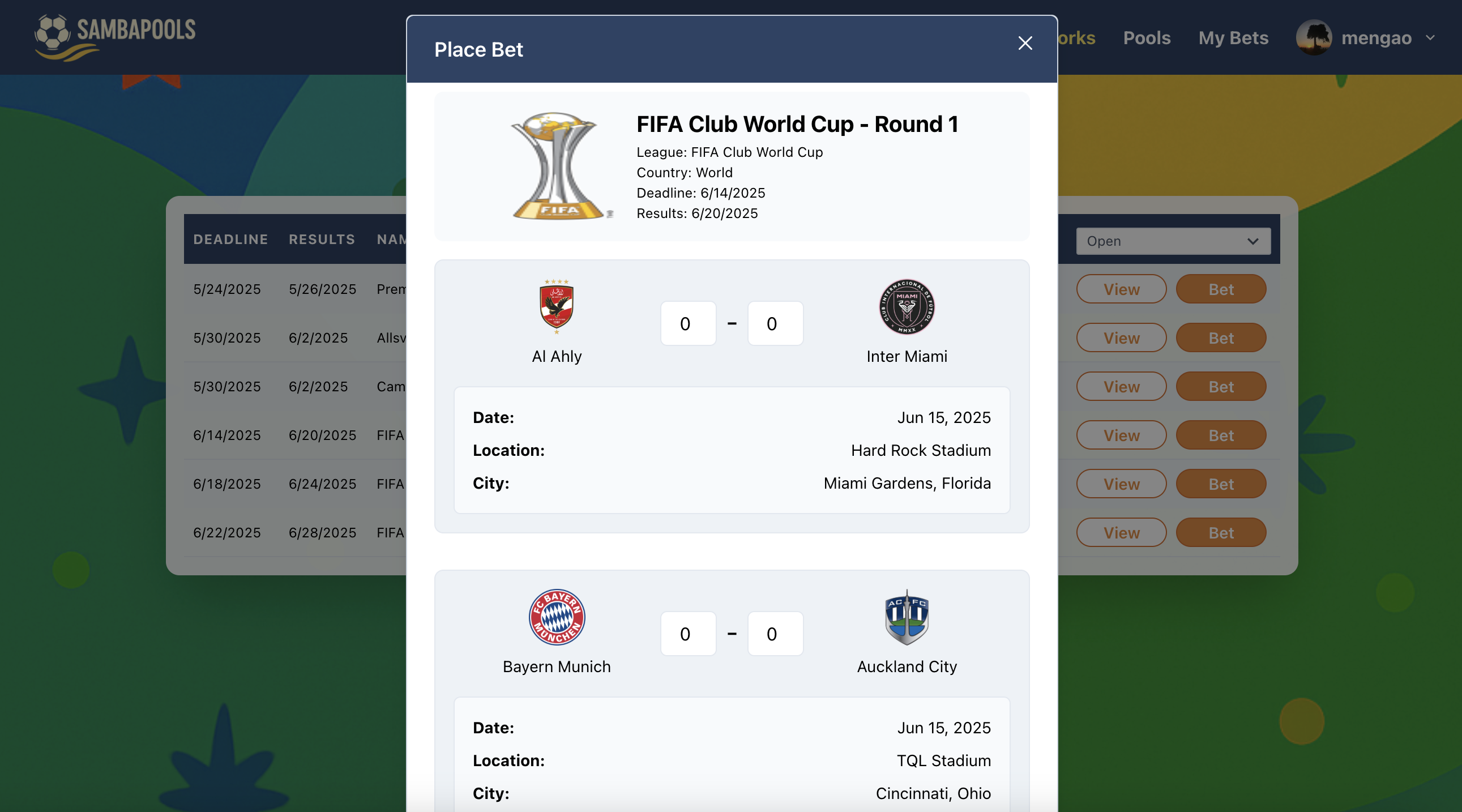 Place a bet