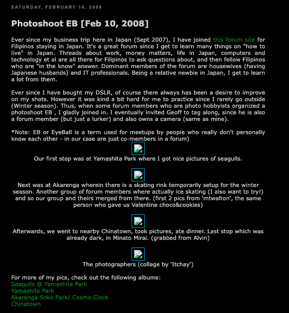 Screenshot of my blogpost, I lost all my uploaded pics when Multiply site got decommissioned :(