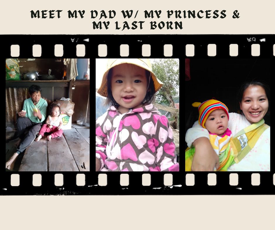 My dad with my only girl and me with my last born. 