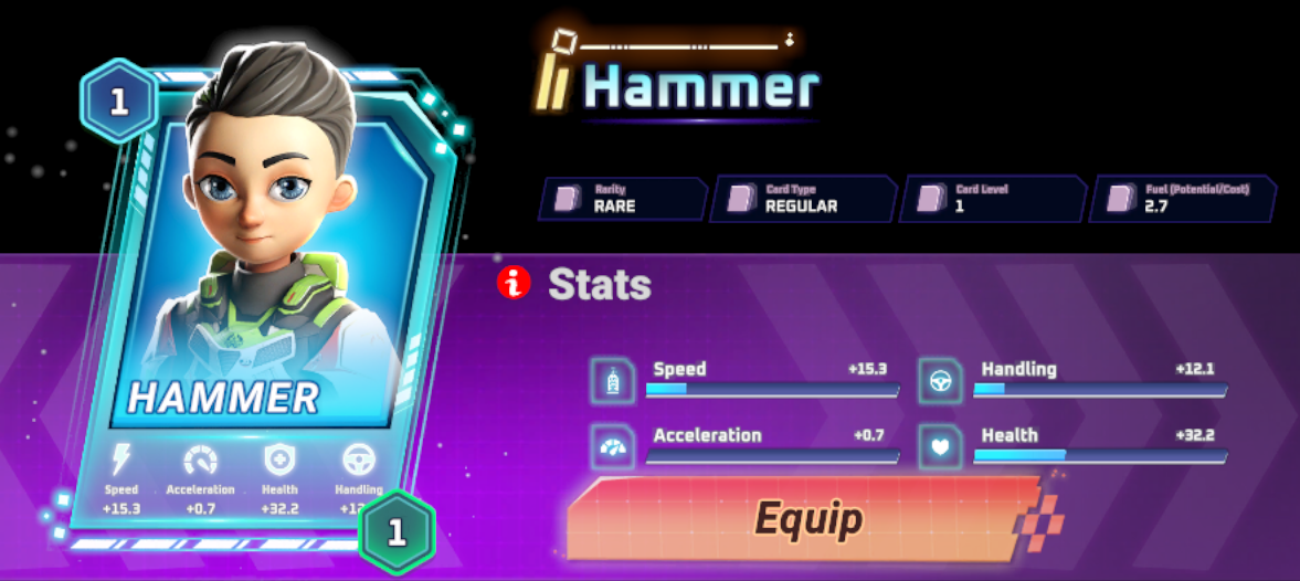 Hammer as Good Driver in Moon Karts 