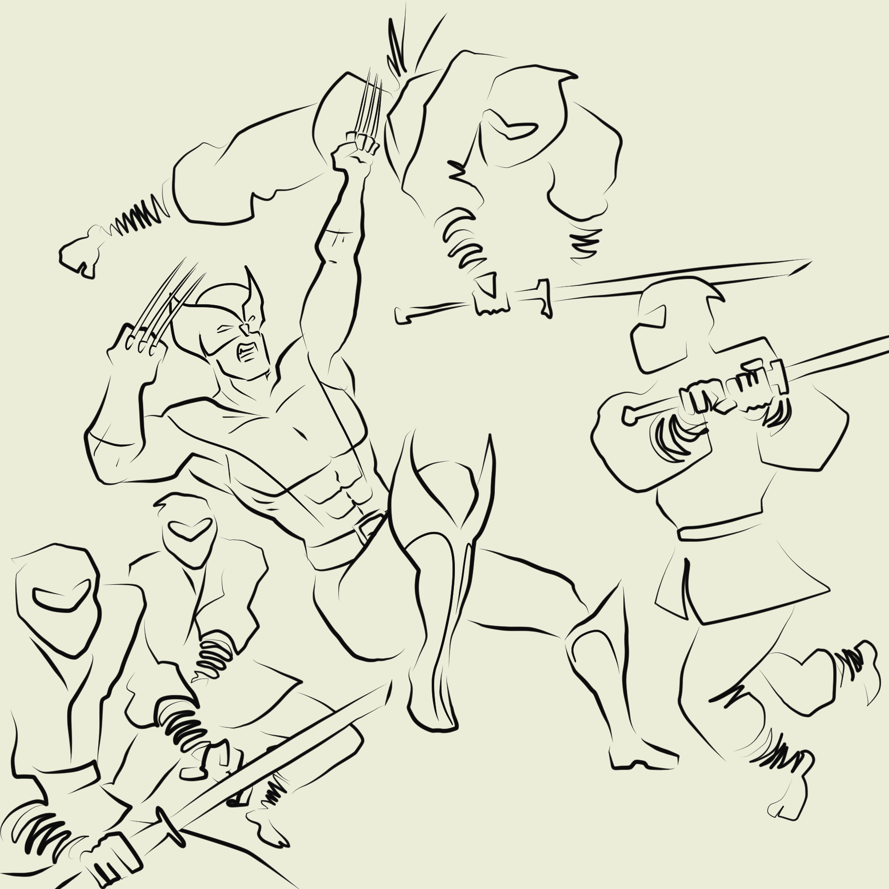 wolverine vs hand ninja bw.png