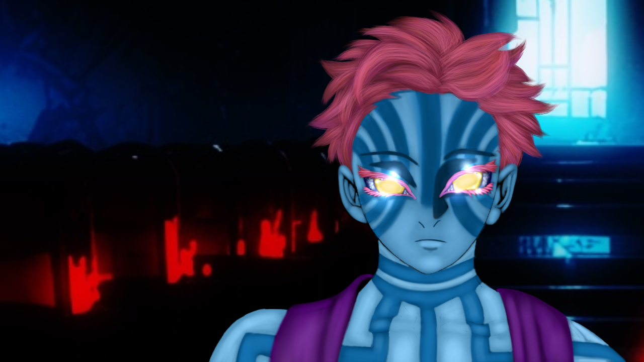 Catsurrealworld fanart jjk demon slayer crossover akaza with background.png