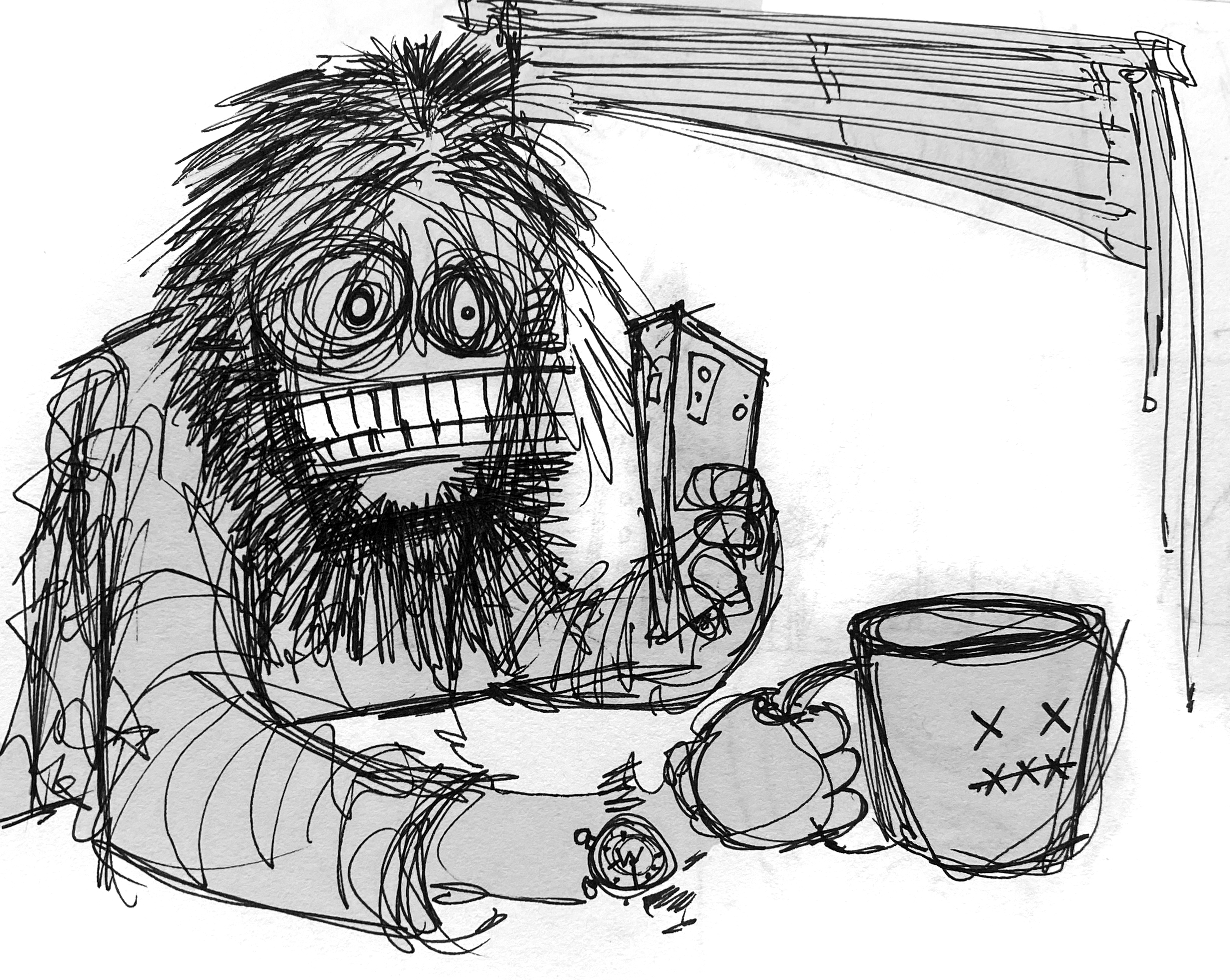 ink drawing called Waiting for the...