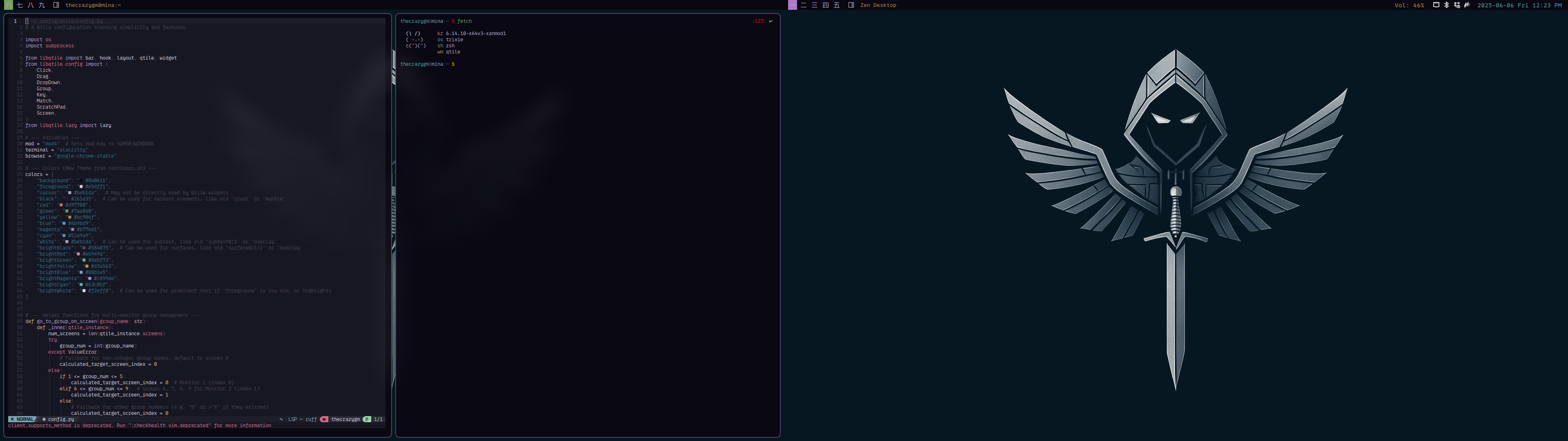 My current Qtile desktop setup - a constant work in progress!