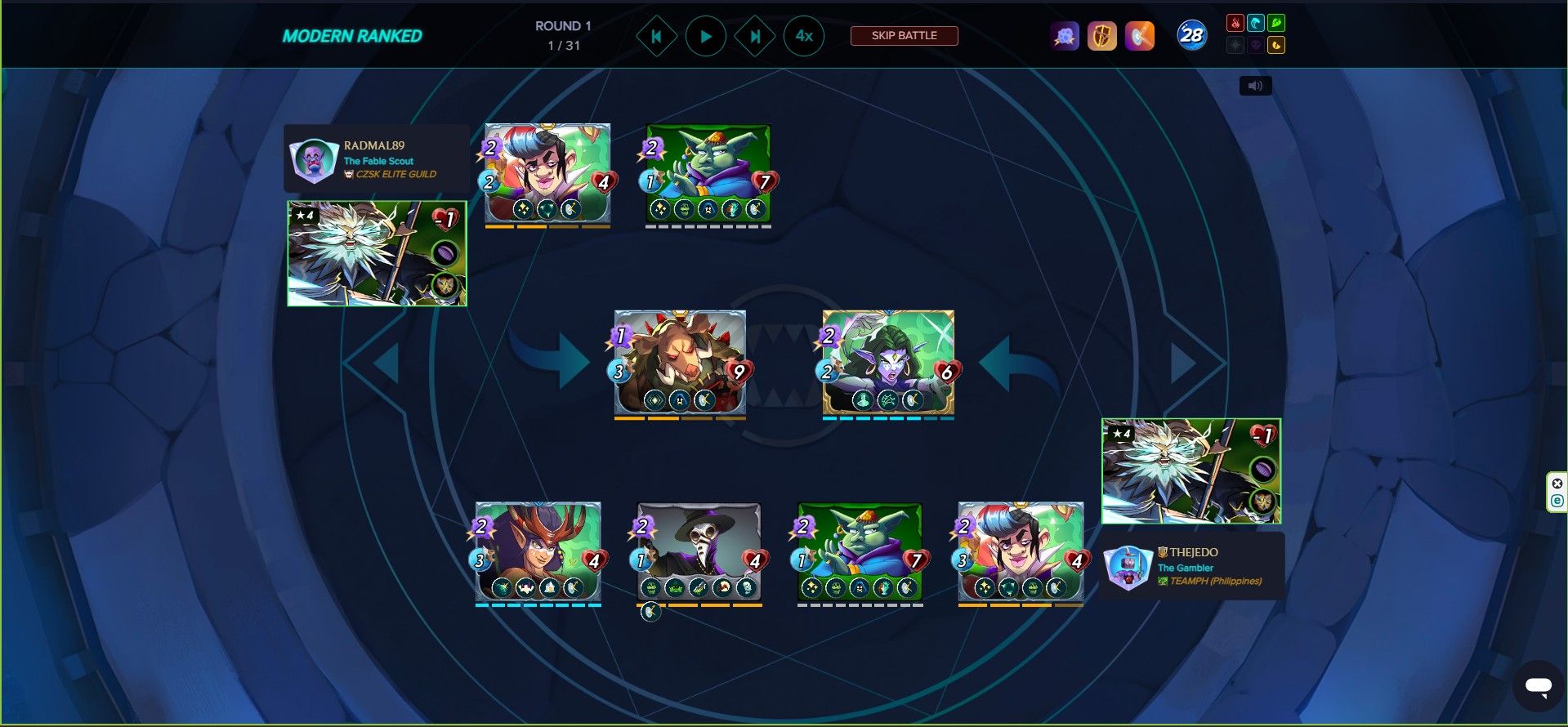 Fizbo protecting units from Magic Reflect. Additional Triage to sustain backline.